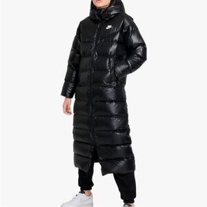 Nike Women's Black Hooded Puffer Coat